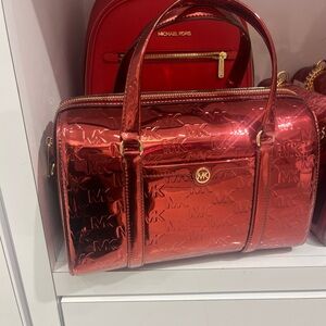 Michael Kors Medium Cherry Metallic Duffle Bag